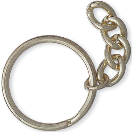 FI216-G: Split Ring W/Key Chain Gold 24mm-12PC