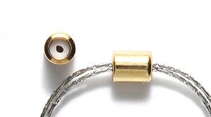 BR2002-G: Stopper/clasp 4x5mm Gold Fits 2 Strand .7mm
