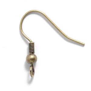 FI46-AB: Earwire French Ball & Coil ANT Brass 22ga - 6PR