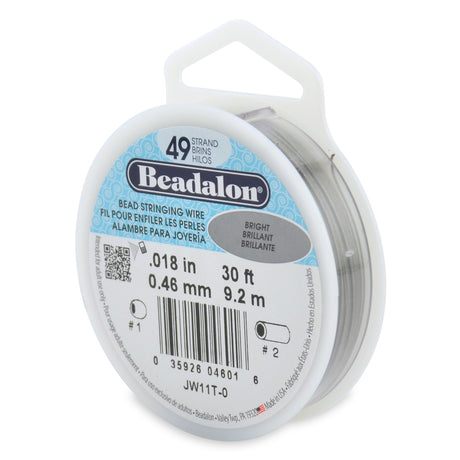 18FI294-30: Beadalon Bright .018 49-strand 30Ft