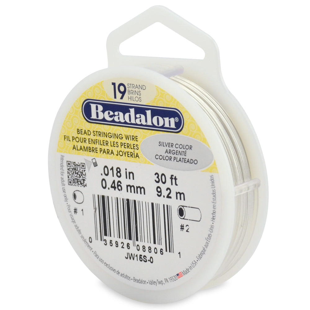 18FI296-S30: Beadalon .018 19-strand Silver Color 30ft Spool 1 Spool