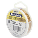 18FI854-30: Beadalon Beading Wire Gold Color .018 19-strand 30ft Spool