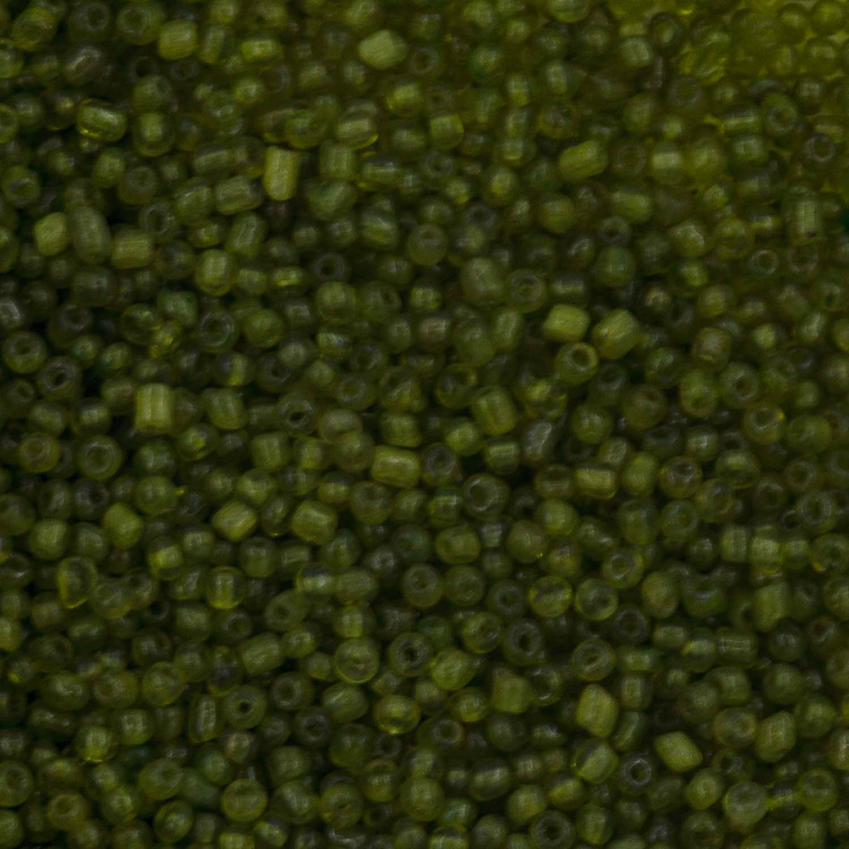 Antique Venetian Micro Seed Bead Transparent Olive Green #1 (18/0) - 10 Grams