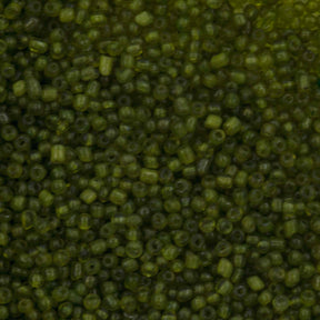 Antique Venetian Micro Seed Bead Transparent Olive Green #1 (18/0) - 10 Grams