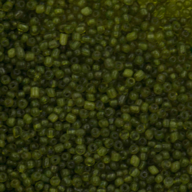 Antique Venetian Micro Seed Bead Transparent Olive Green #1 (18/0) - 10 Grams