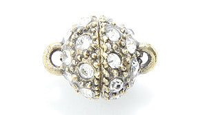 FI146-2AB: Clasp Magnetic Ball Rhinestone 11mm ANT Brass 1PC