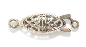 filigree fish hook clasp FI150-LS: Clasp Fish Hook Filigree NCKL 7x21mm 6SEs