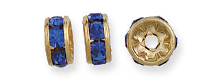 75CC274-G: Preciosa Crystal Rondell Sapphire Gold 6mm-36PC
