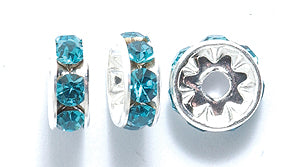78CC285-S: Preciosa Crystal Rondell Blue Zircon Silv 8mm-36PC