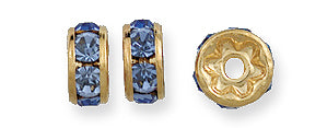 75CC272-G: Preciosa Crystal Rondell Lt Sapphire Gold 6mm-36PC