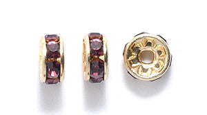 75CC298-G: Preciosa Crystal Rondell Amethyst Gold 6mm-36PC