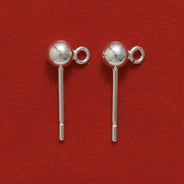 4FI7-SS: Earring Post Sterling 4mm Ball Loop