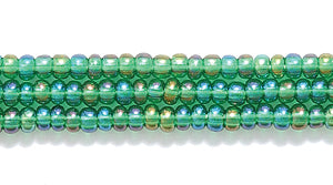 11SB584-TR: CZ Seed Bead Trans Christmas Green AB 11/0-1HK