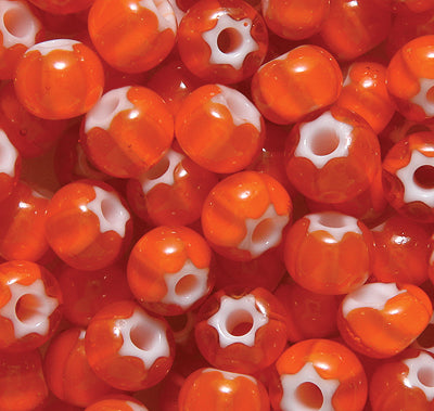 32SB234-WSR: CZ Seed Bead White Heart Star Orange 32/0 Loose-25GM