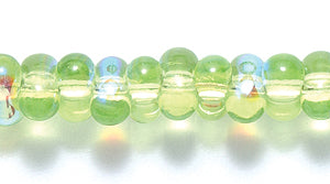 91SB581-PR: CZ Seed Bead Farfalle Trans Pale Green AB 3x7mm-1STR