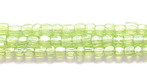 9SC381-PR: CZ Seed Bead 3-cut Pale Green Luster 9/0-1HK