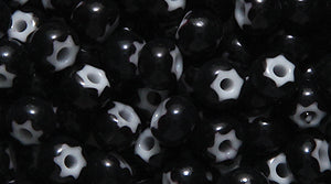 6SB109-WSLR: CZ Seed Bead White Heart Black Star 6/0 Loose-25GM