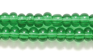 6SB284R: CZ Seed Bead Trans Christmas Green 6/0-6STR