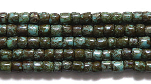 9SC162-52R: CZ Seed Bead 3-cut Turquoise Blue Travertine 9/0-1HK