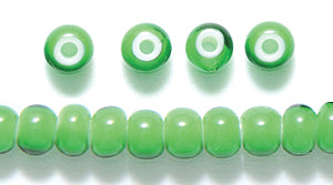 6SB284-WHR: CZ Seed Bead White Heart Green 6/0-6STR