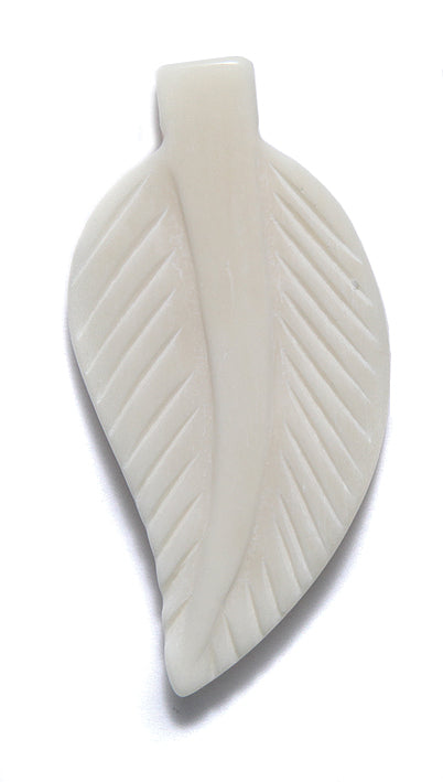 BN375-32: Bone Pendant Feather 25x50mm Average 4 Pieces