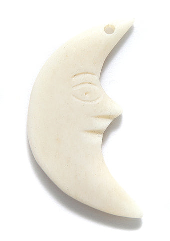 BN375-26: Bone Pendant Crescent Moon Face 35mm 4 Pieces
