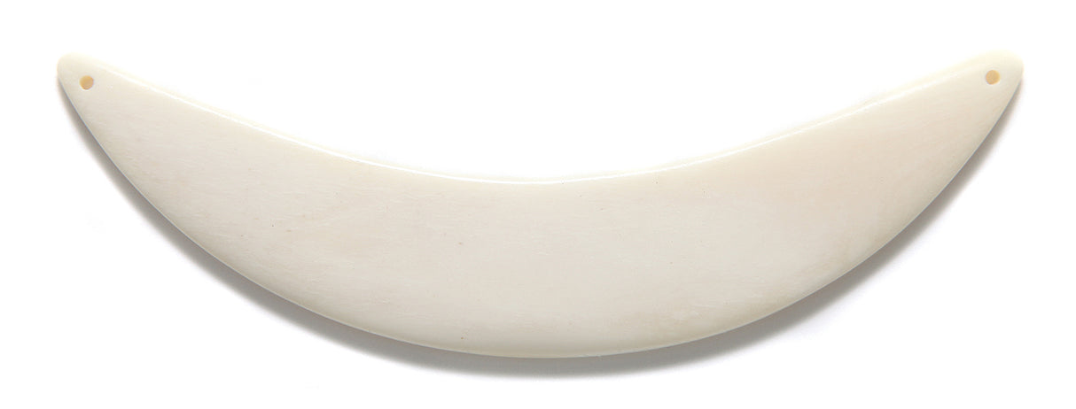 BN375-71: Bone Crescent Moon 2-hole White 5inch 1 Piece