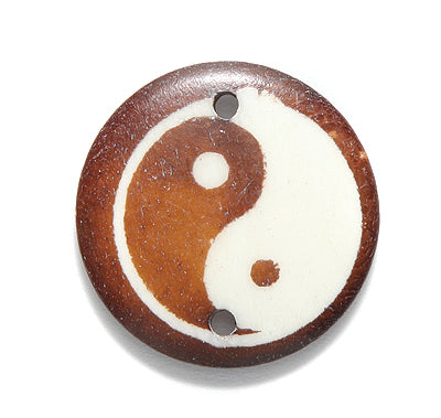BN375-27: Bone Pendant/link Yin Yang 25mm Double Side 5 Pieces