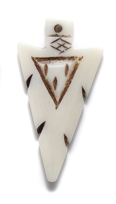 BN375-52: Bone Carved Arrow Spearhead 50mm Average 2 Pieces