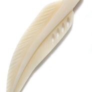 78BN114-F: Bone Carved Feather/leaf Pendant 78mm 2 Pieces