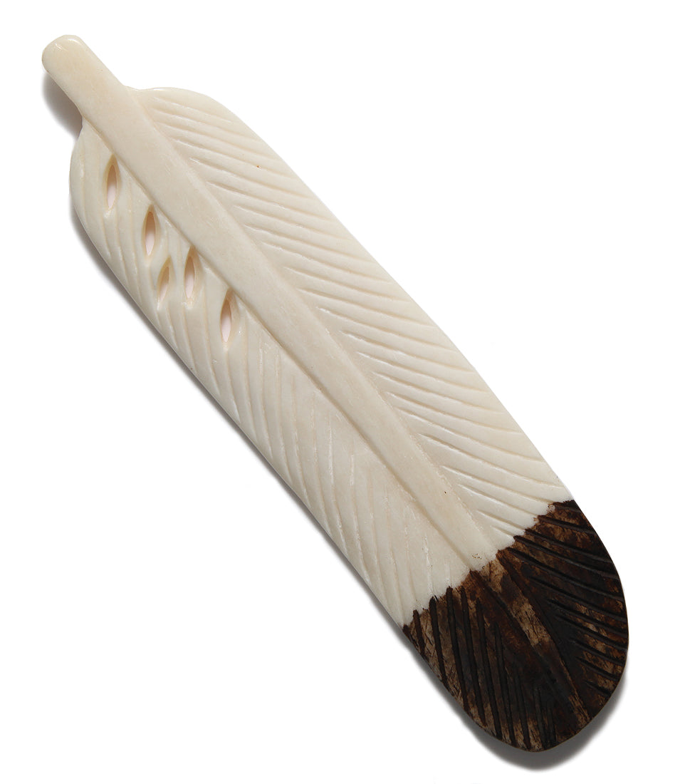 BN325-CB: Bone Feather Brown Tip 35x140mm Average 1 Piece