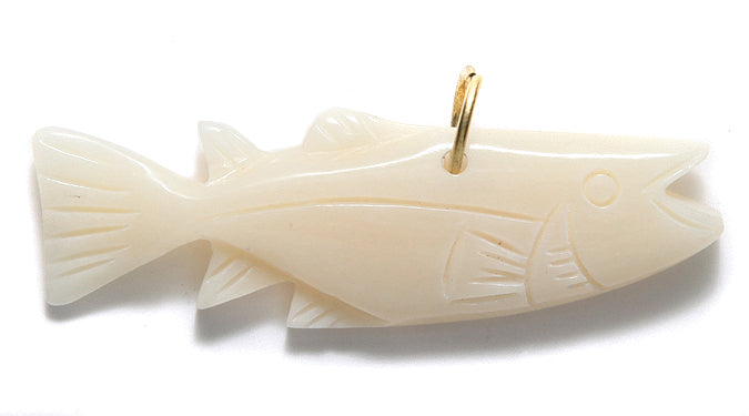 BN375-50: Bone Carved Fish/salmon 18x50mm 2 Pieces
