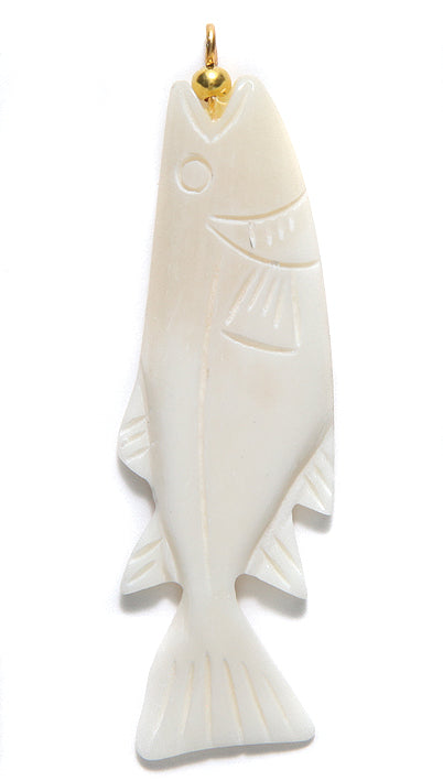 BN375-51: Bone Carved Fish/salmon 18x50mm 2 Pieces