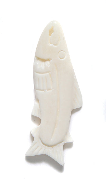 BN375-49: Bone Carved Fish/Salmon 18x47mm - 2PPK