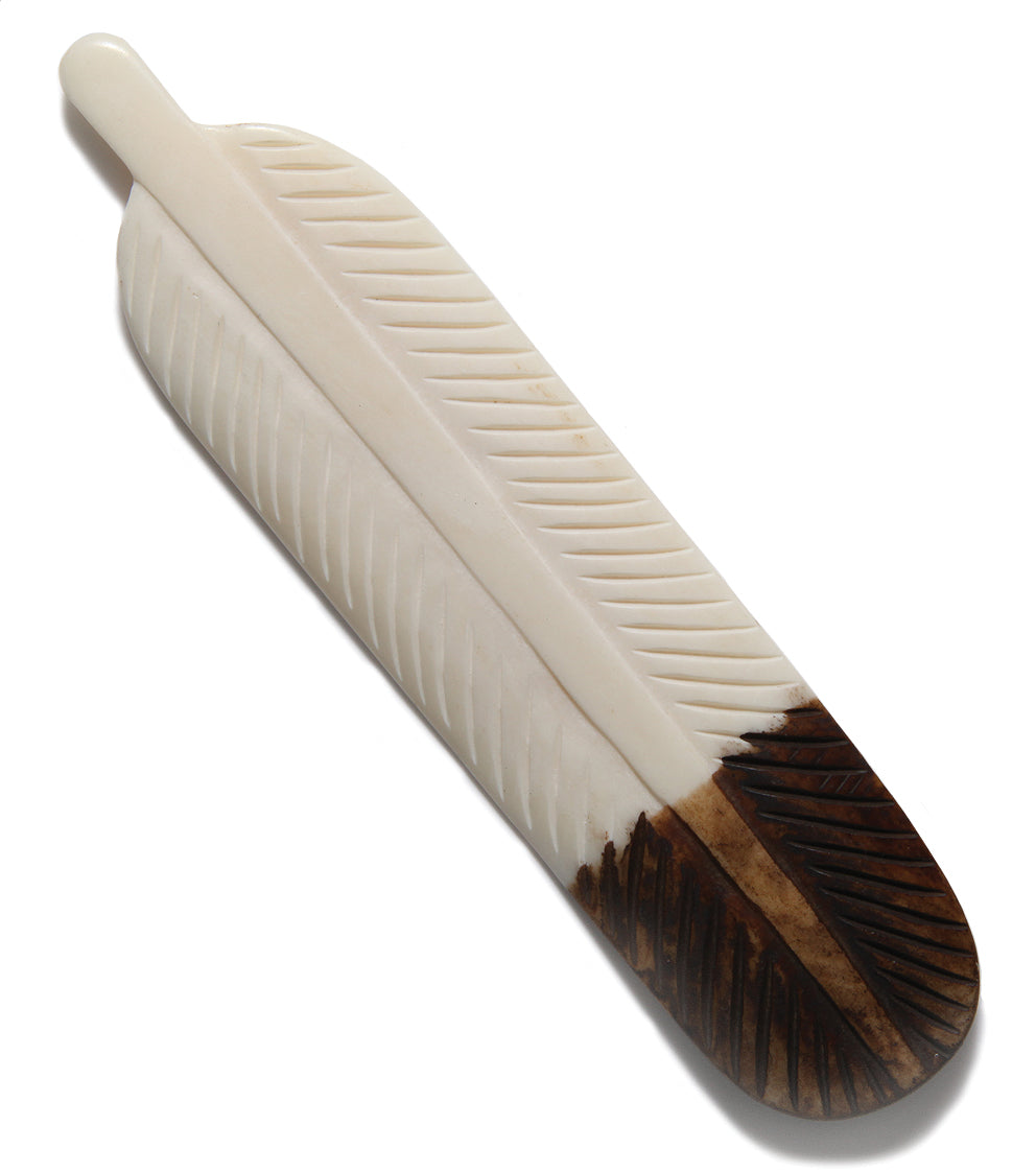 BN325-BR: Bone Feather Dark Tip 34x120mm Average 1 Piece