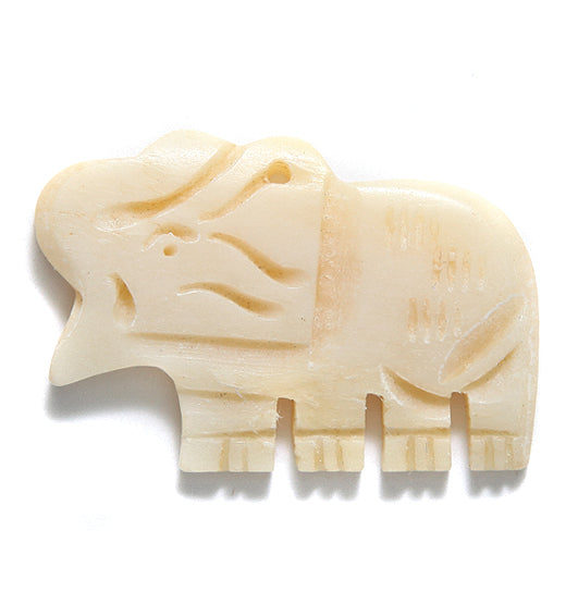 BN375-36: Bone Pendant Elephant Tan 40x28mm Average 4 Pieces