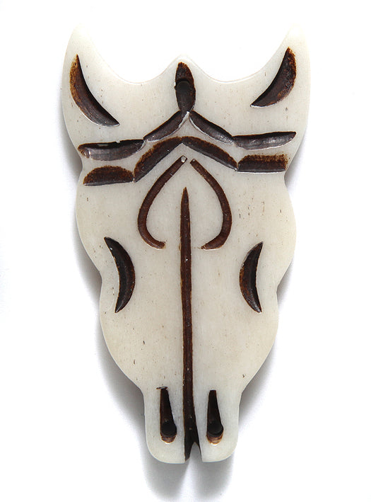 BN375-37: Bone Pendant Bull 3-hole 31x54mm Average 4 Pieces
