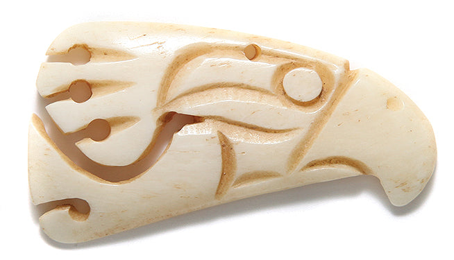 BN375-47C: Bone Carved Eagle Head Light Antique 27x50mm 1 Piece