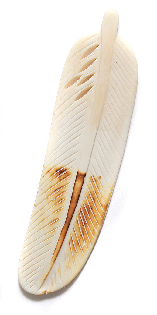 BN325-CHB: Bone Feather Half Burnt Tip 35x140mm Average 1 Piece