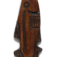 BN375-49B: Bone Carved Fish/salmon Brown 18x47mm 2 Pieces