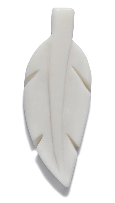 BN375-34: Bone Pendant Feather/leaf 20x54mm Average 4 Pieces