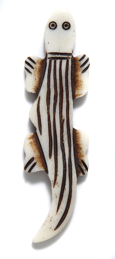 BN375-39: Bone Pendant Lizard 20x72mm Average 3 Pieces