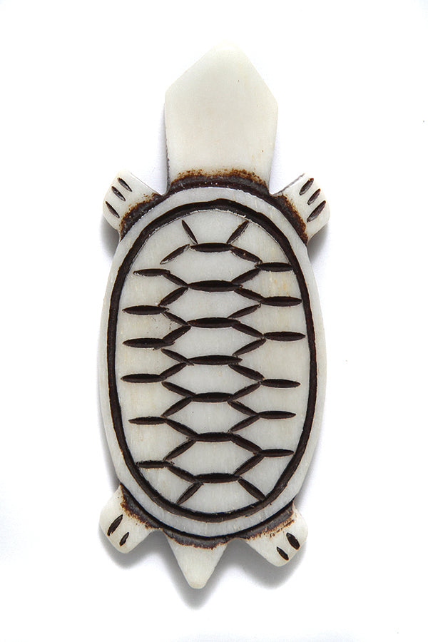 BN375-40: Bone Pendant Turtle 28x68mm Average 1 Piece