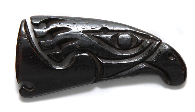 BN375-47B: Bone Carved Eagle Head Brown 27x50mm 1 Piece