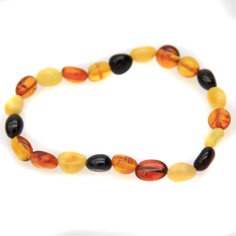 1AC925-B6: Amber Stretch Bracelet Sm Nuggets Mixed