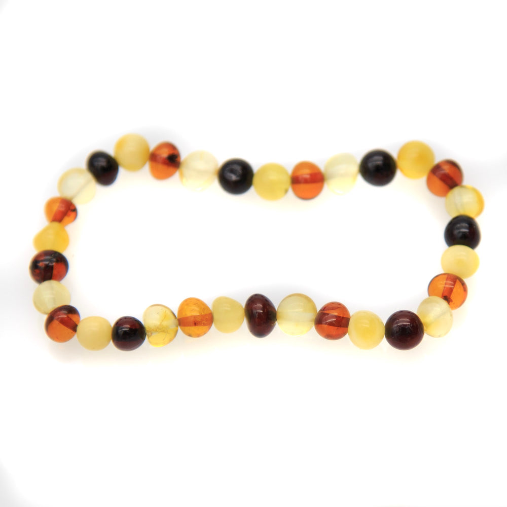 1AC925-B7: Amber Stretch Bracelet Rd Nuggets Mixed