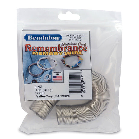 1MW812-F: Remembrance Memory Wire 19-22mm Ring 195 Loops 1OZ