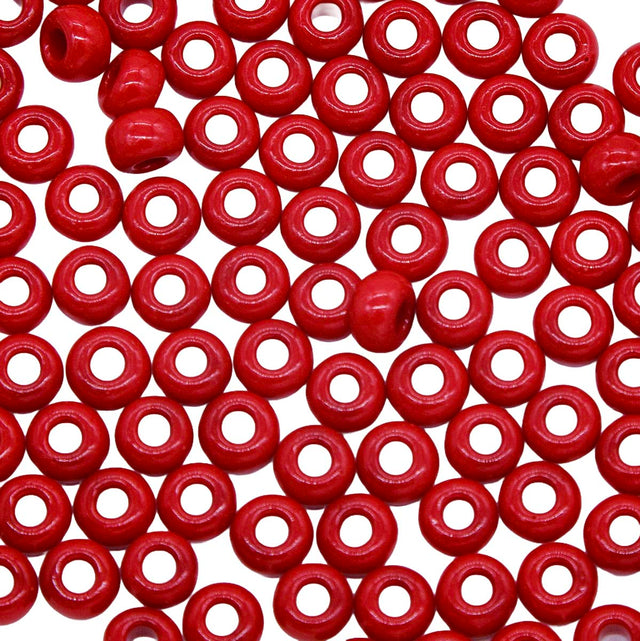 1SB144: CZ Seed Bead Opaque LT Red 1/0 8STR