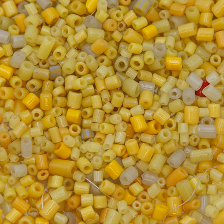 1SV100-27: Vintage Bugle mix Opaque YLLW & Greasy Opal YLLW