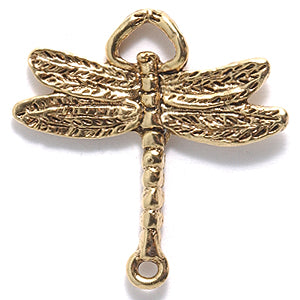PW1086-AG: Pendant Dragonfly 2 Hole Ant Gold 25mm - 1PC